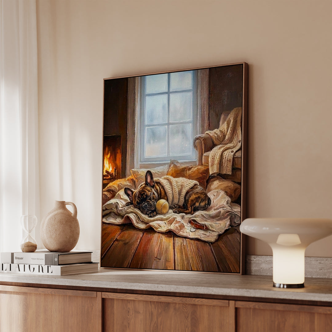 French Bulldog Calm Memories Framed Canvas