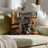 "Before Coffee" - French Bulldog Throw Pillow - Dog Lover Home Decor