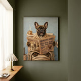 "Morning Business" - French Bulldog Vertical Canvas - Dog Lover Wall Art