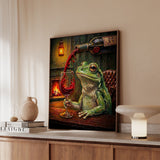 "Wine & Spirit" - Frog Vertical Framed Canvas - Spirit Animal Wall Art