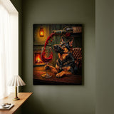 "Wine & Woof" - German Shepherd Vertical Canvas - Dog Lover Wall Art