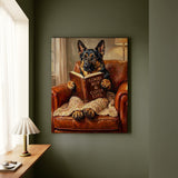 "Evening Read" - German Shepherd Vertical Canvas - Dog Lover Wall Art