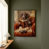 "Evening Read" - German Shorthaired Pointer Vertical Canvas - Dog Lover Wall Art