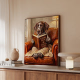 "Evening Read" - German Shorthaired Pointer Vertical Framed Canvas - Dog Lover Wall Art