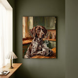 "Before Coffee" - German Shorthaired Pointer Vertical Canvas - Dog Lover Wall Art