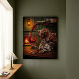 "Wine & Woof" - German Shorthaired Pointer Vertical Canvas - Dog Lover Wall Art