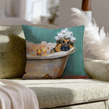 "Spa Day" - German Shepherd Throw Pillow - Dog Lover Wall Art Home Decor