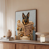 "Morning Business" - German Shepherd Vertical Framed Canvas - Dog Lover Wall Art