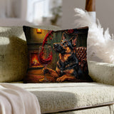 "Wine & Woof" - German Shepherd Throw Pillow - Dog Lover Home Decor