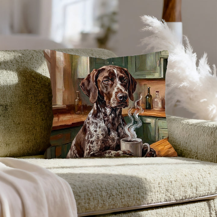 "Before Coffee" - German Shorthaired Pointer Throw Pillow - Dog Lover Home Decor