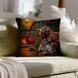 "Wine & Woof" - German Shorthaired Pointer Throw Pillow - Dog Lover Home Decor