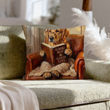 "Evening Read" - Golden Retriever Throw Pillow - Dog Lover Home Decor