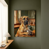 "Before Coffee" - Great Dane Vertical Canvas - Dog Lover Wall Art