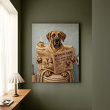 "Morning Business" - Great Dane Vertical Canvas - Dog Lover Wall Art