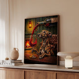 "Wine & Woof" - Greyhound Vertical Framed Canvas - Dog Lover Wall Art
