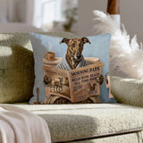 "Morning Business" - Greyhound Pillow Cover - Dog Lover Home Decor