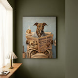 "Morning Business" - Greyhound Vertical Canvas - Dog Lover Wall Art