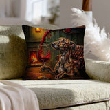 "Wine & Woof" - Greyhound Throw Pillow - Dog Lover Home Decor