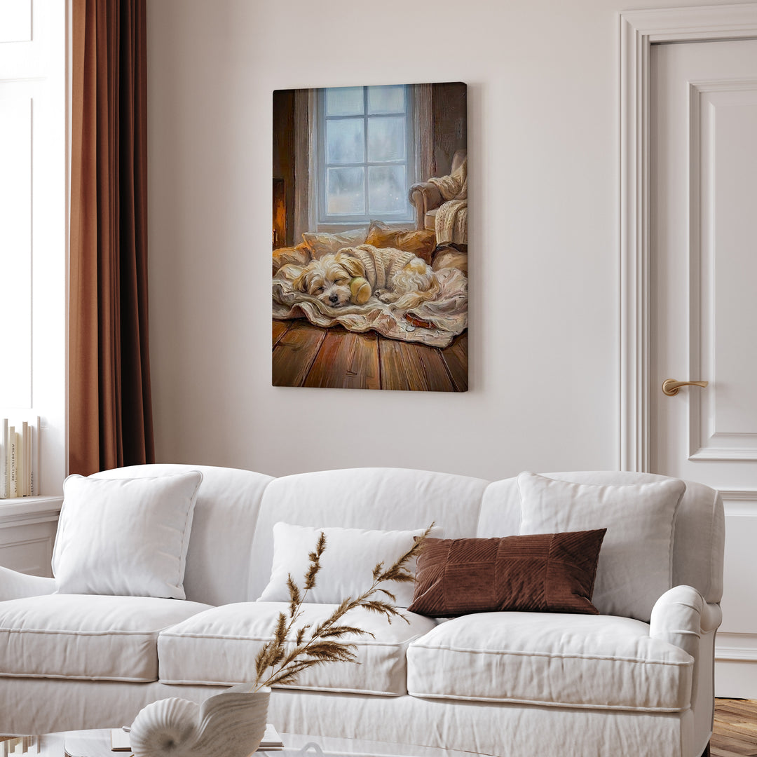 "Calm Memories" - Havanese Vertical Canvas - Dog Lover Wall Art