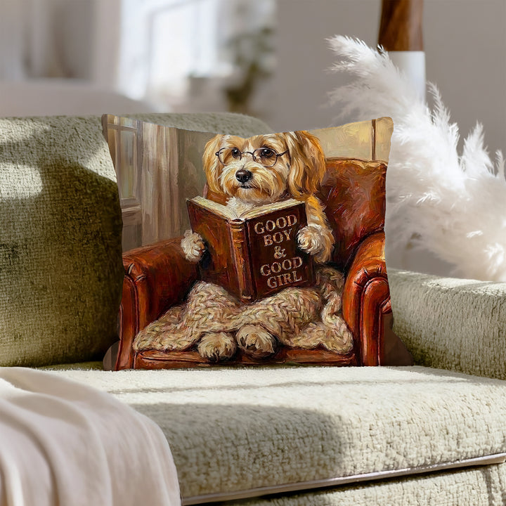 "Evening Read" - Havanese Throw Pillow - Dog Lover Home Decor