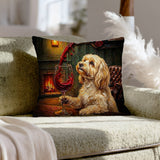 "Wine & Woof" - Havanese Throw Pillow - Dog Lover Home Decor