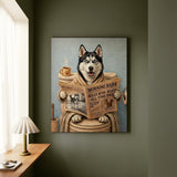 "Morning Business" - Husky Vertical Canvas - Dog Lover Wall Art