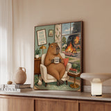 "I'm Fine Thanks" - Capybara Vertical Framed Canvas - Dark Burnout Humor Wall Art