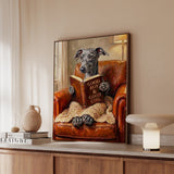 "Evening Read" - Italian Greyhound Vertical Framed Canvas - Dog Lover Wall Art