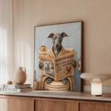 "Morning Business" - Italian Greyhound Vertical Framed Canvas - Dog Lover Wall Art