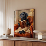 "Evening Read" - Labrador Vertical Framed Canvas - Dog Lover Wall Art