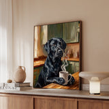 "Before Coffee" - Labrador Vertical Framed Canvas - Dog Lover Wall Art