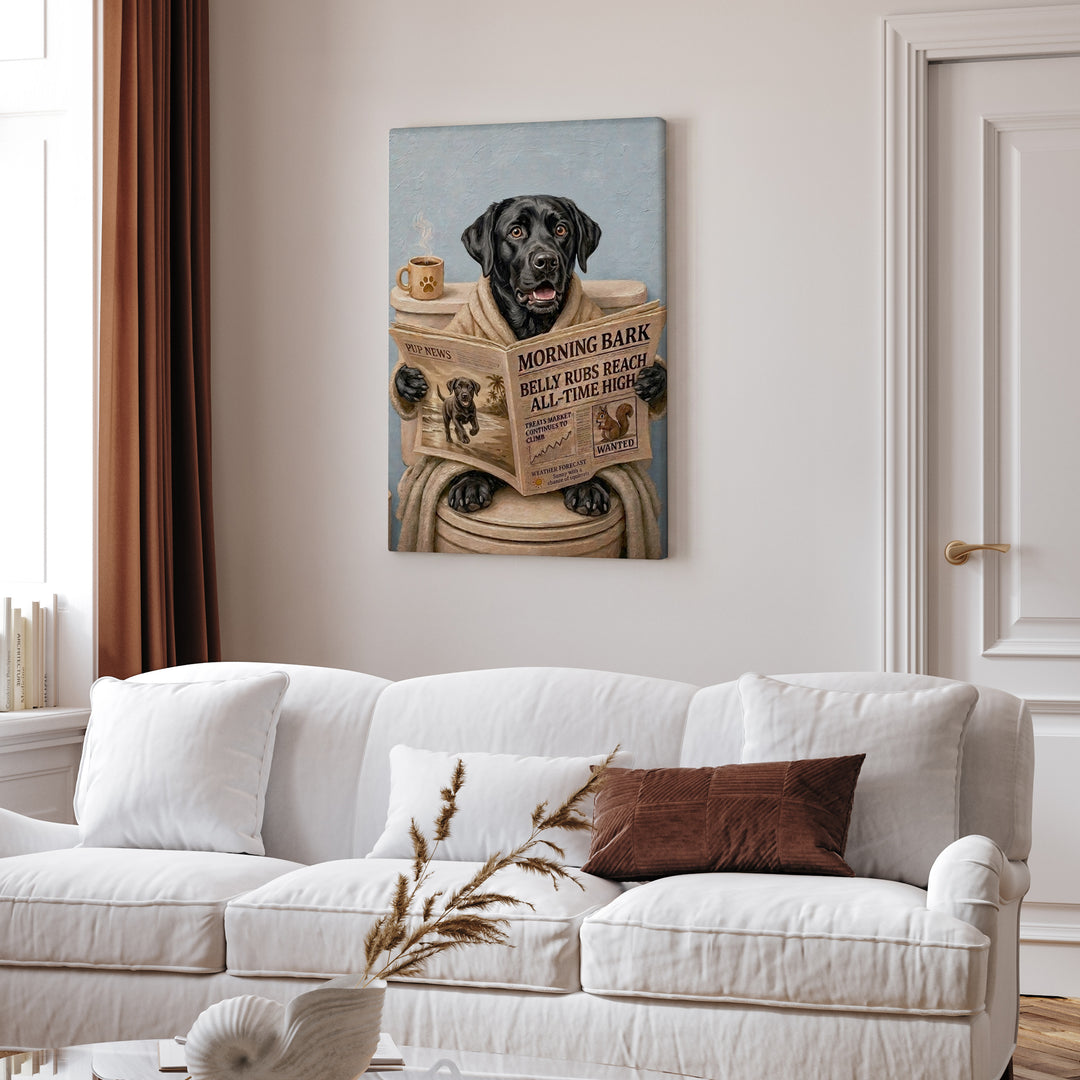 "Morning Business" - Labrador Vertical Canvas - Dog Lover Wall Art