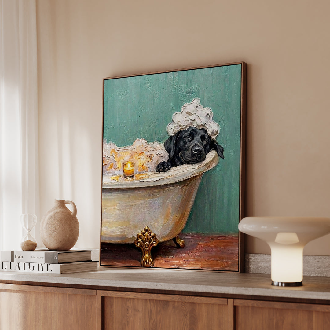 Labrador Spa Day Framed Canvas