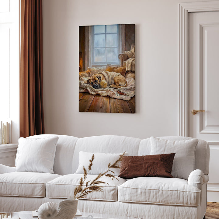 "Calm Memories" - Mastiff Vertical Canvas - Dog Lover Wall Art
