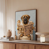 "Morning Business" - Mastiff Vertical Framed Canvas - Dog Lover Wall Art