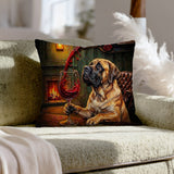 "Wine & Woof" - Mastiff Throw Pillow - Dog Lover Home Decor