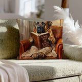 "Evening Read" - Mastiff Throw Pillow - Dog Lover Home Decor