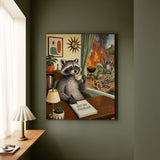 "Not My Problem" - Raccoon Vertical Canvas - Dark Burnout Humor Wall Art