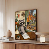 "Not My Problem" - Raccoon Vertical Framed Canvas - Dark Burnout Humor Wall Art