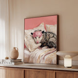 "Beauty Sleep" - Opossum Vertical Framed Canvas - Spirit Animal Wall Art