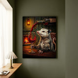 "Wine & Spirit" - Opossum Vertical Canvas - Spirit Animal Wall Art