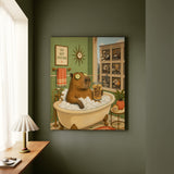 "Out of Office Emotionally" - Capybara Vertical Canvas - Dark Burnout Humor Wall Art
