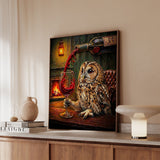 "Wine & Spirit" - Owl Vertical Framed Canvas - Spirit Animal Wall Art