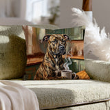 "Before Coffee" - Pit Bull Pillow Cover - Dog Lover Home Decor
