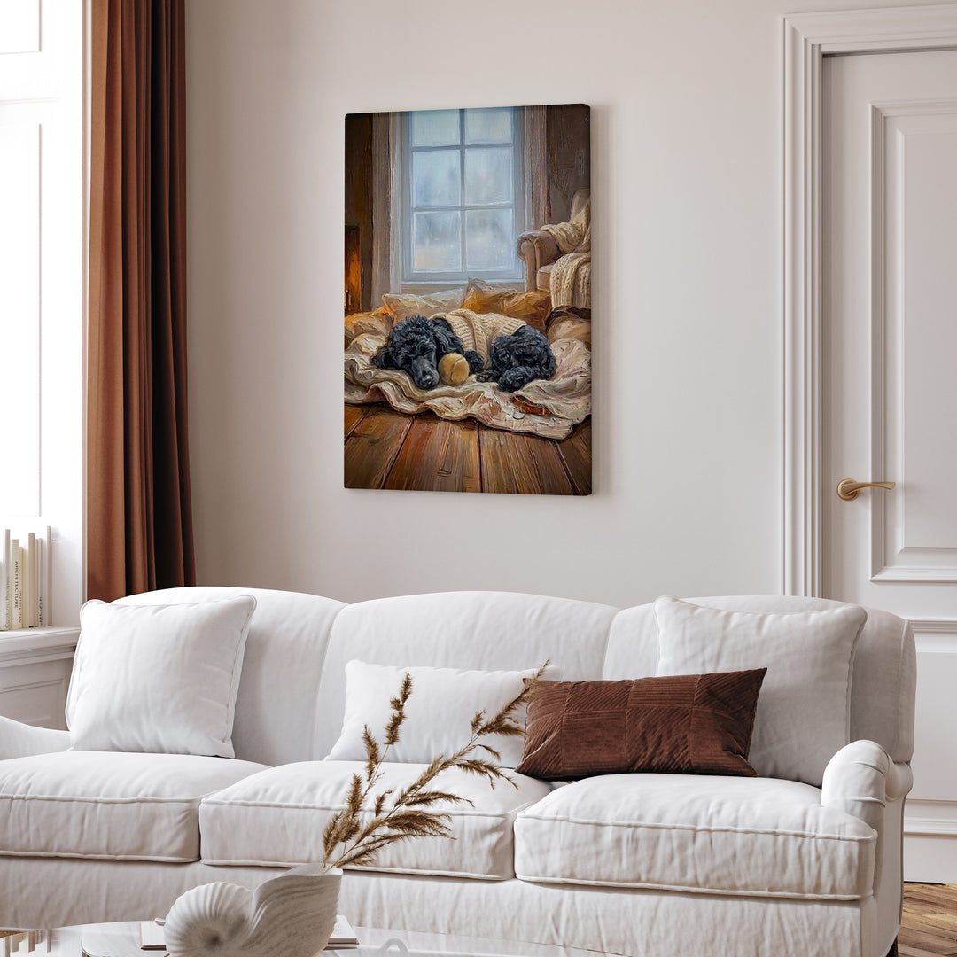 "Calm Memories" - Poodle Vertical Canvas - Dog Lover Wall Art