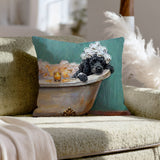 "Spa Day" - Poodle Throw Pillow - Dog Lover Wall Art Home Decor