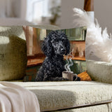 "Before Coffee" - Poodle Pillow Cover - Dog Lover Home Decor