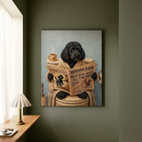 "Morning Business" - Poodle Vertical Canvas - Dog Lover Wall Art
