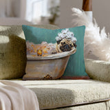 "Spa Day" - Pug Pillow Cover - Dog Lover Wall Art Home Decor