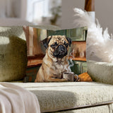 "Before Coffee" - Pug Pillow Cover - Dog Lover Home Decor